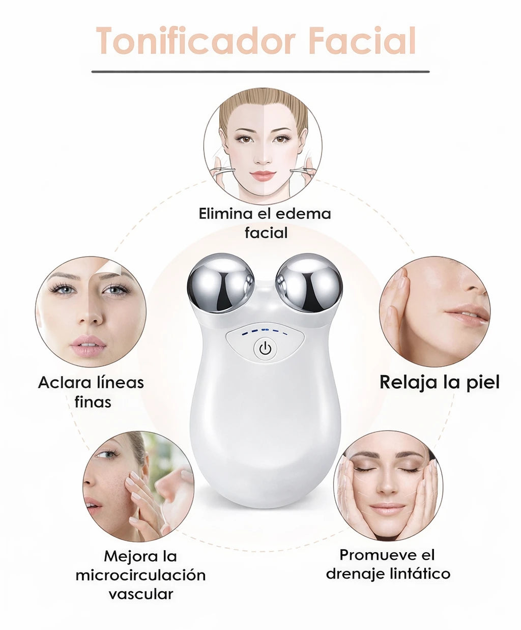 Masajeador Facial de Microcorriente 3D